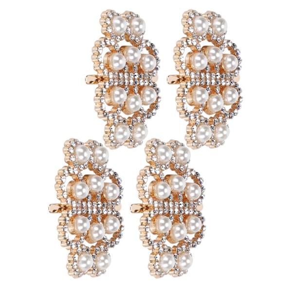 4 stk. Diamant Perle Dekorationer Mode Sko Klips Legering Smykker Ornamenter Håndværksartikler (Diamant Perle Symmetrisk)