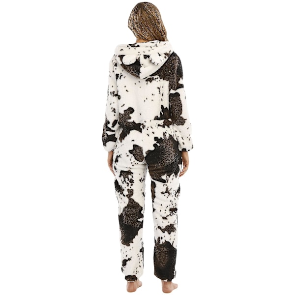 Kule Onesie Pyjamas for Kvinner med Hetteskjerf i Ku-Print XL Brun