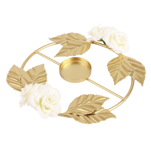 Ljusstake Rosblomma Dekoration Rund Bas Järnmaterial Elegant Stil Attraktiv Dekorativ Gyllene Ljusstake C