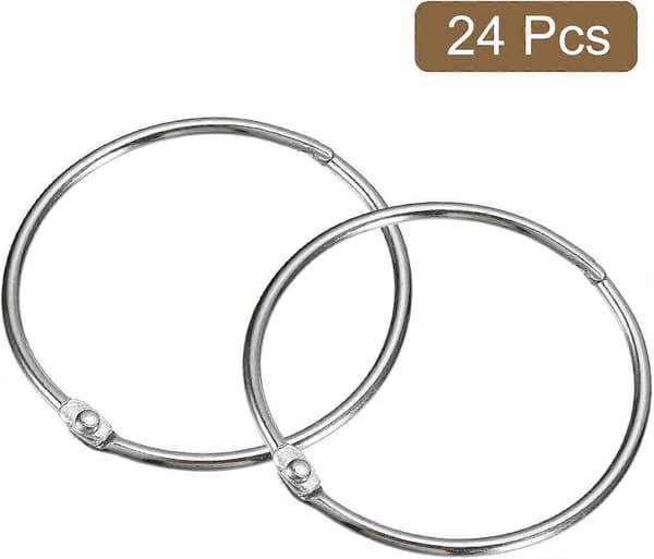 24 stk. 3 tommer bruseforhængsringe, rustfrit metal, runde