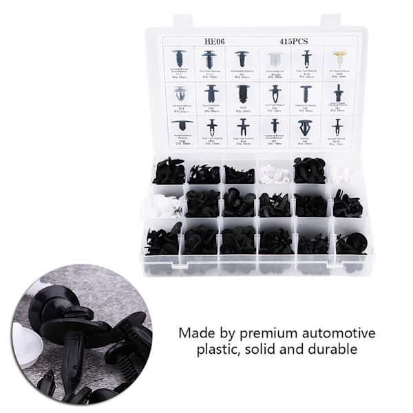 415 kpl erilaisia auton oven verhoilun puskurin kiinnikkeitä Niitit Push Fastener Retainer Irrotustyökalut