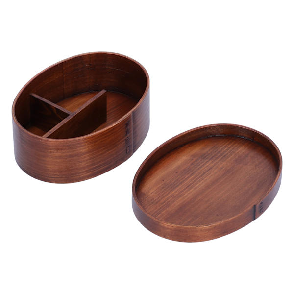 Oval form Bento Box Trä Sushi Lunchbox Matförvaringsbehållare för vuxen studentarbetare