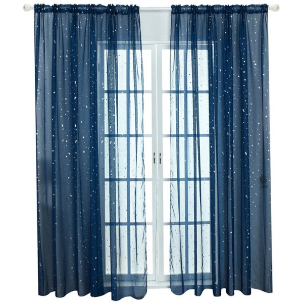 Gennemsigtige gardiner Little Star Print vinduesgardiner til stue Spisestue Kontorhotel 1 Panel 40" x 79", Mønster: Marineblå