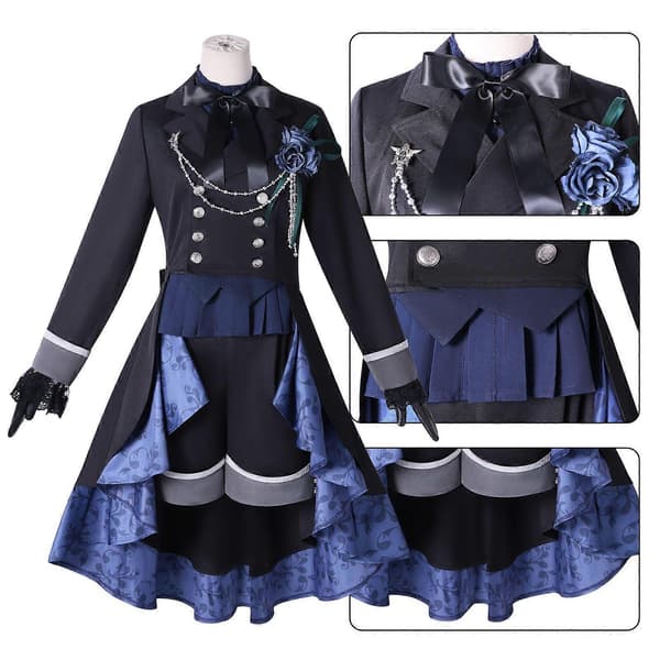 Black Butler - Emerald Witch Arc - Ciel Phantomhive Cosplay Kostumer Festtøj til Kvinder _b With wig M