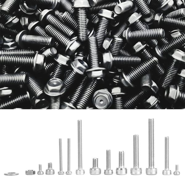 1080 stk. sekskantskrue 304 rustfritt stål skrue mutter flat skive M2 M3 M4