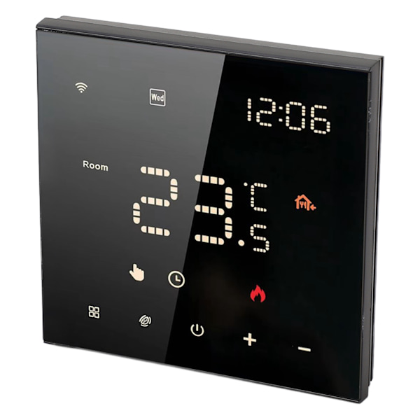 Svart ME82 LED 7 Smart Termostat Berøringsskjerm APP Kontroll Hjemtermostat 100‑250VAC 16A Elektrisk Gulvvarme