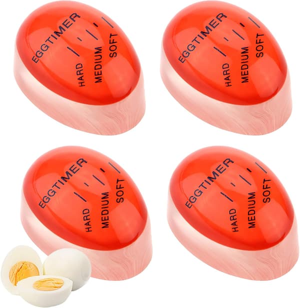 4-pack Äggtimer Äggkokare Värmekänslig Färgändrande Äggklocka för Matlagning Äggtimer Kontroll Mjuka Hårdkokta Ägg (Röd)[NX]
