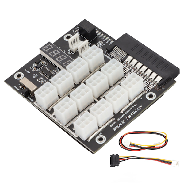 Mining GPU Breakout Board 12 Port 6Pin LED Spenningsvisning 2200Watt 12V Strømforsyningsmodul 800W PSU Breakout Board for HP GPU