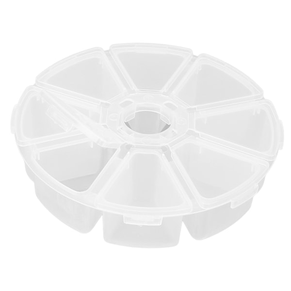 8 Ruter Runde Gennemsigtige Plastboks Opdelere Opbevaringsbeholder til Perler Smykker DIY Håndværk Neglekunst Artikler
