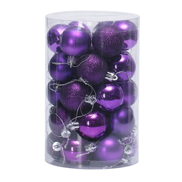 34 stycken 4 cm splittersäkra julkulsprydnader för julgransdekoration för bröllopsfest purple