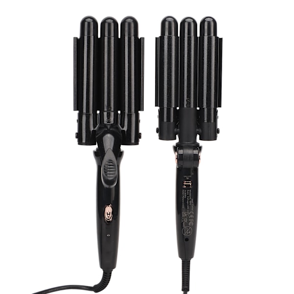 22 mm 3-tønde krøllejern Trippelfat Justerbar temperatur Keramisk turmalin Crimp 100V-240V EU