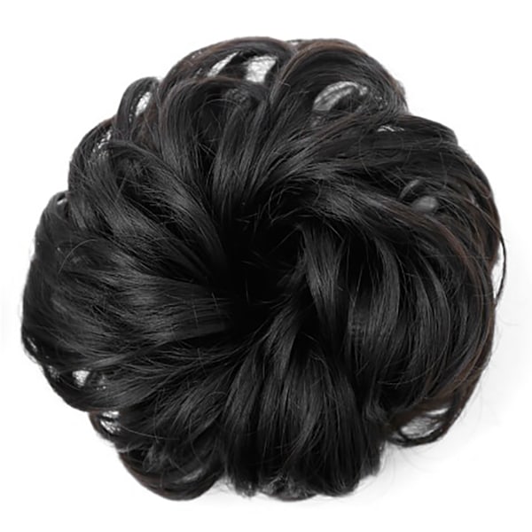 Curly Bun Peruk för kvinnor Stilfull look Mjuk Fluffig Matt Lockigt vågigt hår Bulle för dejting Dagligt arbete Svart Brun