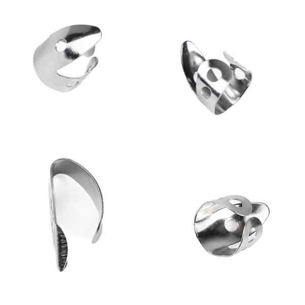 4st Gitarr Finger Pick Rostfritt Stål Glänsande Utseende Metall Tummen Pick Gitarr Tillbehör Silver