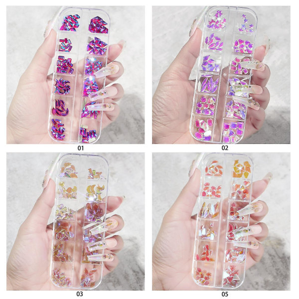 3D Glitter Nail Art Ab / värikäs Hotfix Strassikivi Tasakantainen Crystal Diamond Gems Multi 12 vyö Style 21