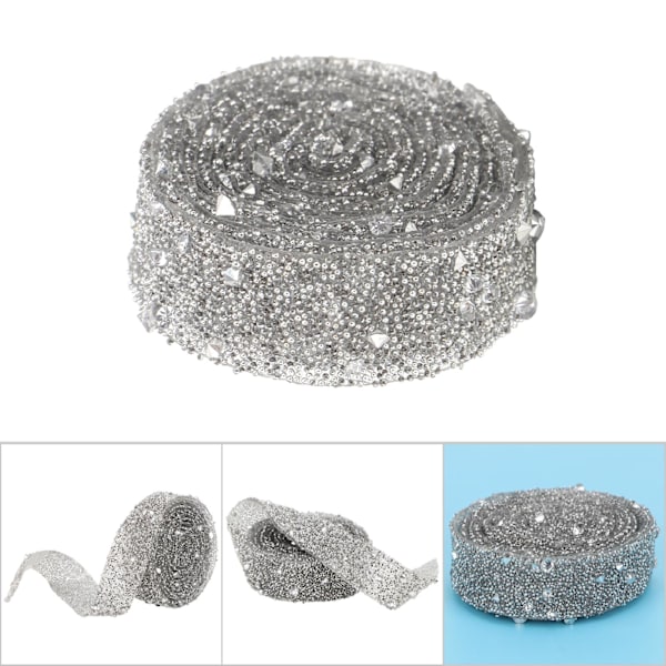 1 yard Delikat glänsande kristallpaljetter Pärlband i kristallband Trim DIY Crafts (silver)