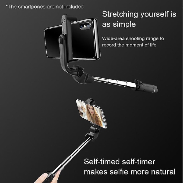 Smartphone Selfie Stick Stativ Stativ Med Telefonhållare Fjärrslutare För Selfie Live Streaming Vid Black