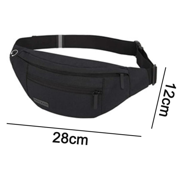 Fanny Pack For Damer Menn Med Justerbar Stropp For Vandring Reise Utendørs Trening Løping Casual black