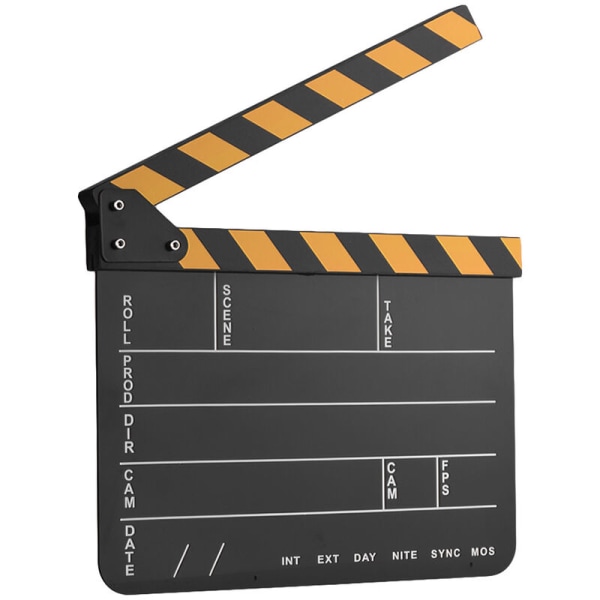 Dry Erase Akryyli Ohjaaja Film Clapperboard Movie TV Cut Action Scene Clapper Board Slate batonilla keltainen/musta, musta, malli: Blackboard