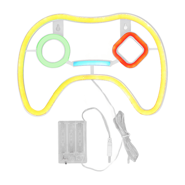 LED Neon Sign Game Controller Shaped 11inx7.5in LED Safe PVC ABS Battery USB Powered Gamepad Neon Sign for Bedroom Party