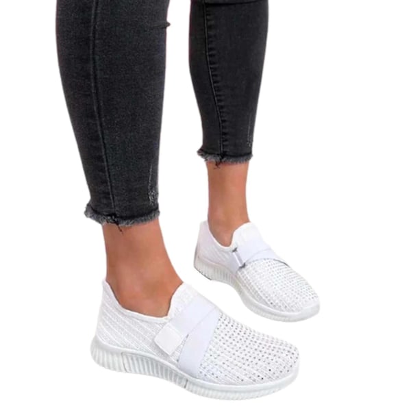 Women's White Slip-on Platform Fashion Sneakers with Orthopedic Sole