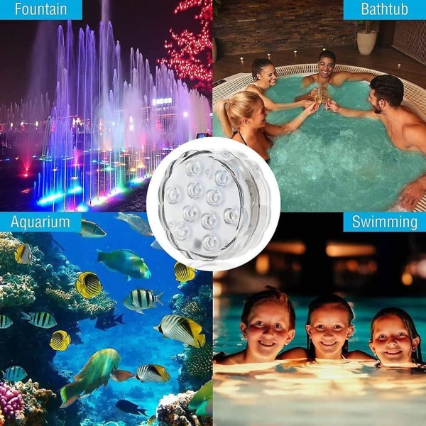 Vandtæt undervandslys, 4-pak nedsænket LED-lys med fjernbetjening Rgb flerfarvet led dambelysning