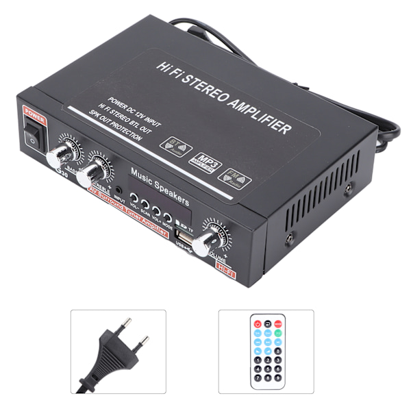 Mini Bluetooth Intelligent Digital Forstærker med Fjernbetjening EU Stik 220V