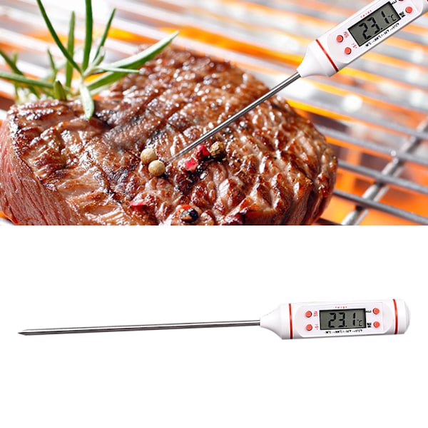 TP 101 Mattermometer Köksgrill Sondtermometer Mjölk Vatten Elektronisk termometer Vit Mattermometer
