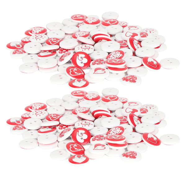 200 stk 15 mm kjærlighetstrykte knapper Dekorative blandede treknapper 2-hulls for DIY-scrapbooking