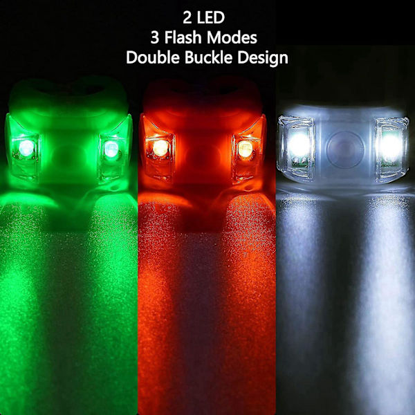 8 LED-veneilyvalot veneelle, jahdille, moottoriveneelle, pyörälle, metsästykseen, yöjuoksuun, kalastukseen (punainen, vihreä)