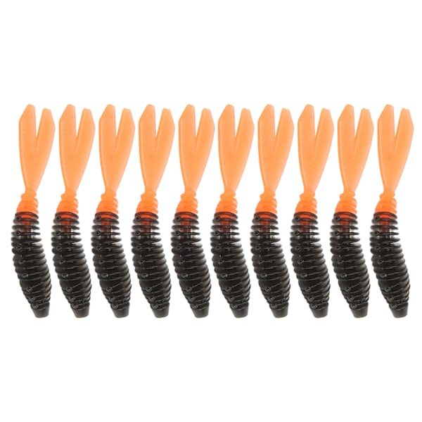 10 stk. Fiskesoft Lures Dobbelt Hale Design Blød Levende Udseende Spiral Stripe Fiskesoft Lures til FiskeriB