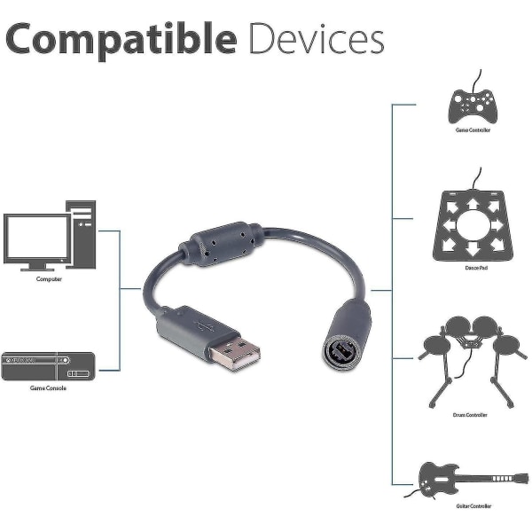 2 stk kablet kontroller usb breakaway-kabel for Microsoft Xbox 360