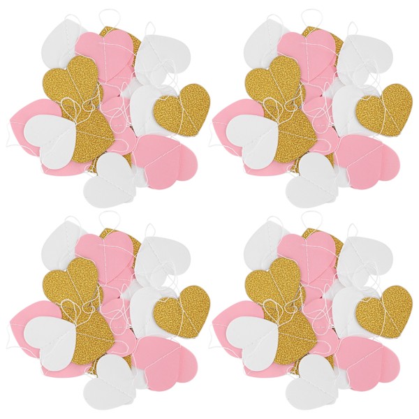 4 stk. Papirguirlande Hængende Dekoration Guirlande til Jubilæum Bryllup Valentinsdag (Hjerte 7,8 cm 3,1 tommer)