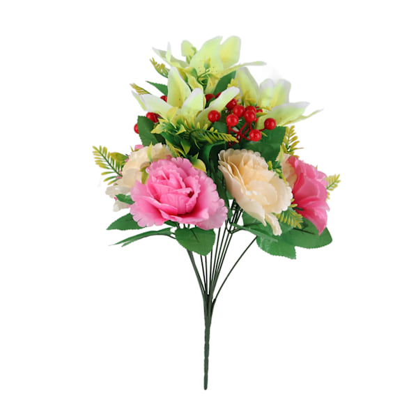Kunstig Lily Peon Bukett Simulering Falske Blomster Hjem Blomsteroppsats Bukett for Bursdag Bryllup Seremoni Dekorasjon