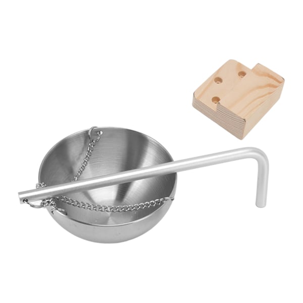 Bastu skål Rostfritt stål hängande aromaterapi oljekopp med träblock för bastu rum S 12cm