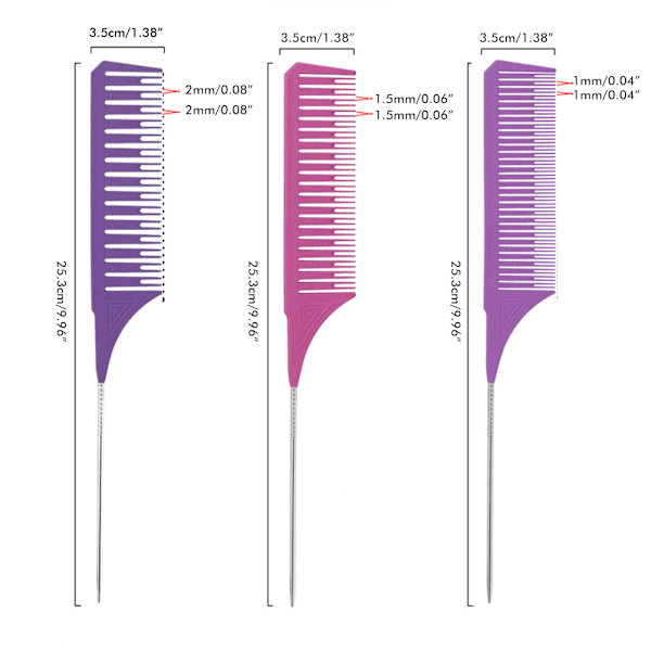 3st Highlighting Combs Råtta Svanskammar Salong Frisörkammar för kvinnor och män