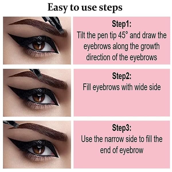 3 st ljusbruna ögonbrynspennor - Vattentäta microblading ögonbrynspennor, långa Gray Brown