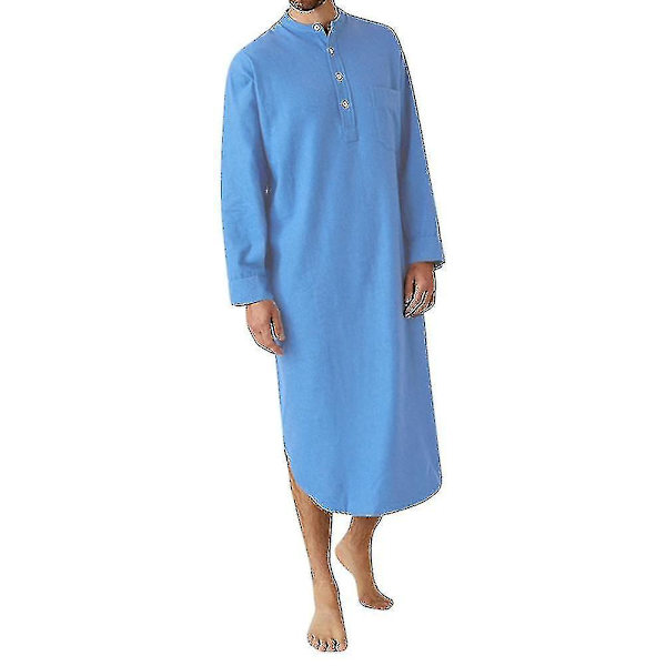 Mjuk bomullsherrtröja med huva för män, XL, blå