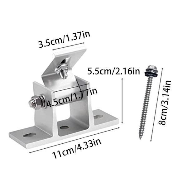 【NX】Solcellepanelholder Sett 15 til 30 grader Justerbart feste Solcellepanel Monteringsfeste Sett