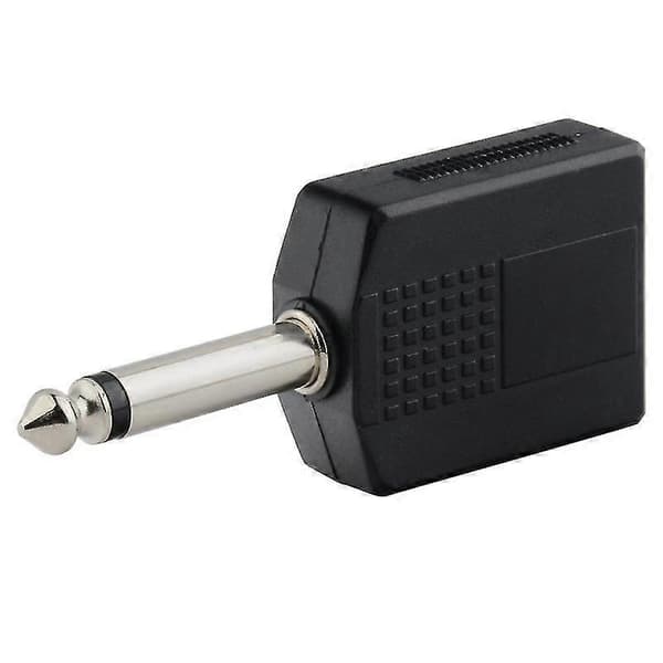 6,35 mm lyd Y-splitteradapter, han til dobbelt hun stereostik, 2-pak sort