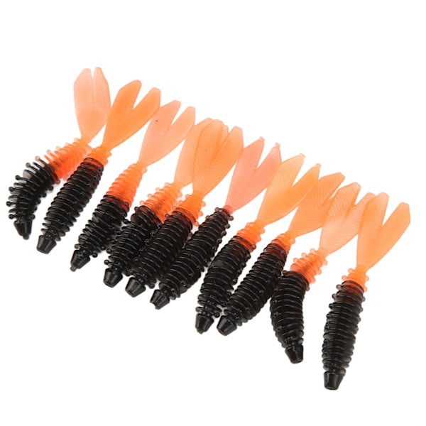 10 stk. Fiskesoft Lures Dobbelt Hale Design Blød Levende Udseende Spiral Stripe Fiskesoft Lures til FiskeriB