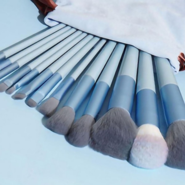 13 stk. sminkebørster værktøjssæt Håndholdt blød blanding kosmetiske børster Kit til ansigtspulver Concealer Blå