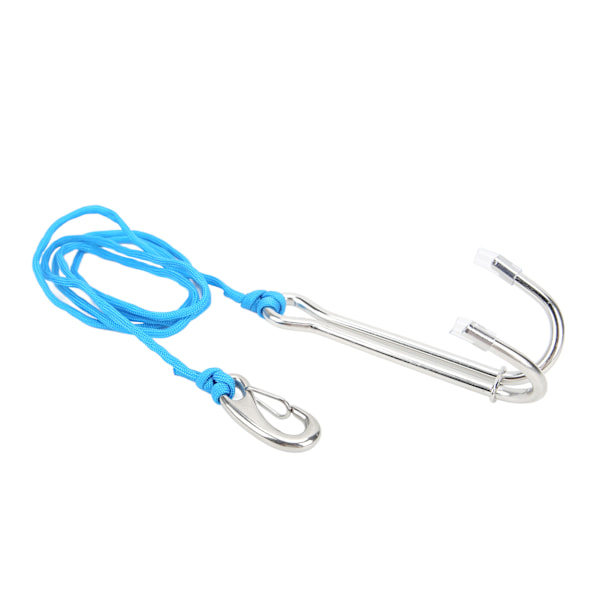 Dykkekroge Rustfrit Stål Dobbelt Reef Hook med Spiral Coil Lanyard til Undervandsaktiviteter Dykkere Sikkerhed Blå