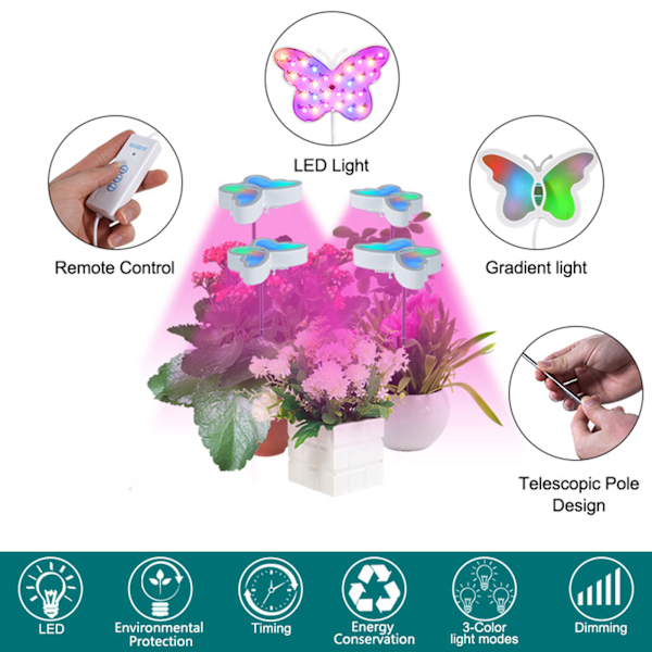 LED Plant Growth Light USB Teleskopisk Stick Plant Grow Light Färgglad Suckulent Plant Fill Light