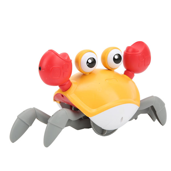 Crab Crawling Toy USB Uppladdningsbar automatiskt undvik hinder Krypande krabba babyleksak med musik och LightOrange