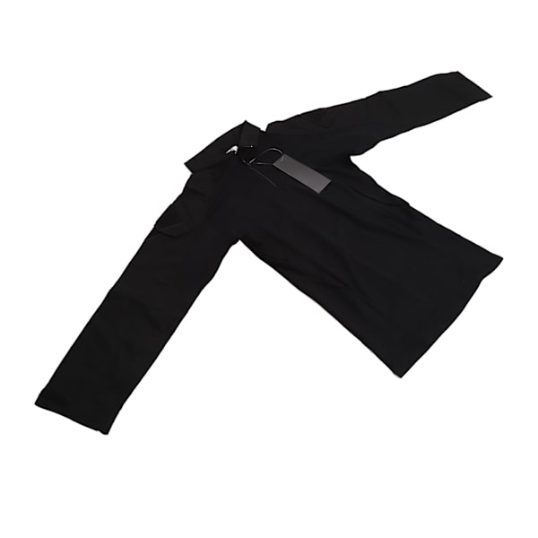 Combattröja med lång ärm, dragkedja, unisex, bomullspolyester, andningsbar med armbågspads, axelficka, stridskläder för cosplay, svart, L