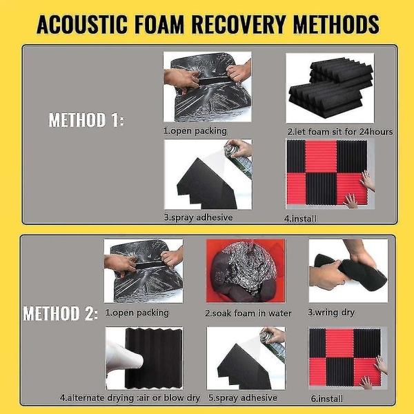 12 kpl Studio Acoustic Foam Sound Foam Ääntä eristävä Suojasieni Äänenpitävä Absorptio Hoitopaneeli Black