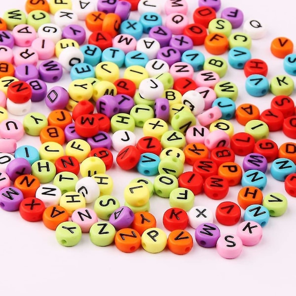 Alphabet Bead 500 fargerik bokstavperle Regnbue-trådeperle for smykkefremstilling MIX