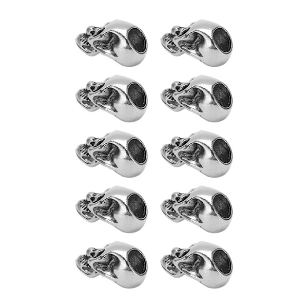 10 st Skull Head Charm Legering DIY Making Skeleton Skull Hängen för Paracord NyckelringSingle Hole