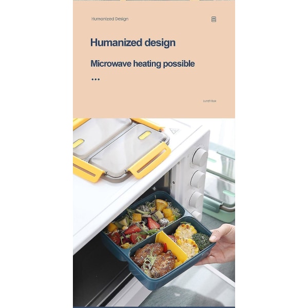 Matboks i japansk stil Bærbar utendørs piknik Lekkasikker matbeholder Oppbevaring frokostboks blue