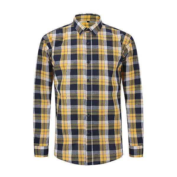 Ternet Skjorte til Mænd, Casual, Knapper, Langærmet, 3XL, Gul, Blå, Hvid
